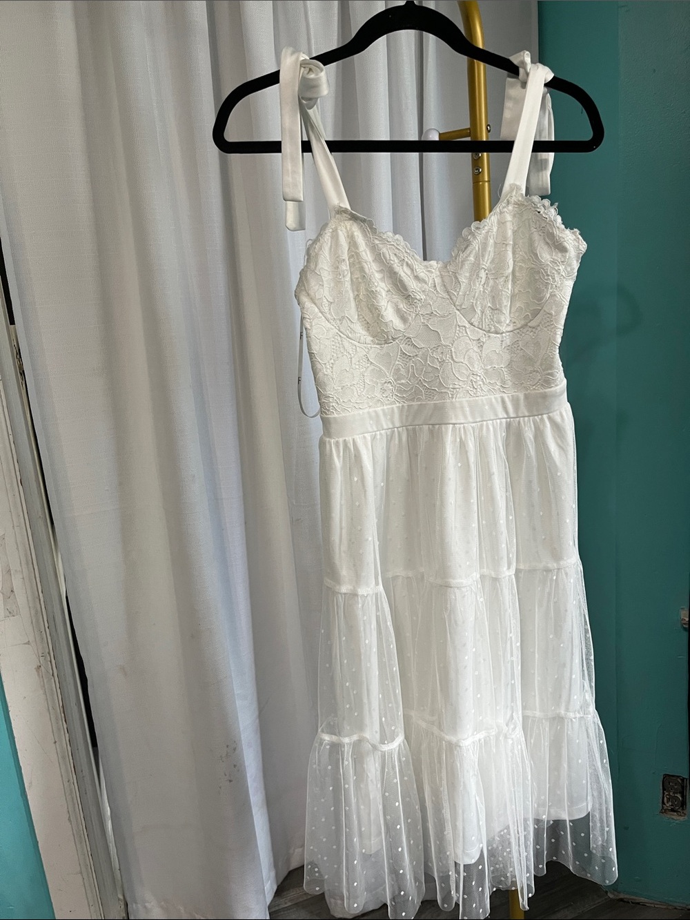 Lulu's Cream Lace Overlay Midi Dress